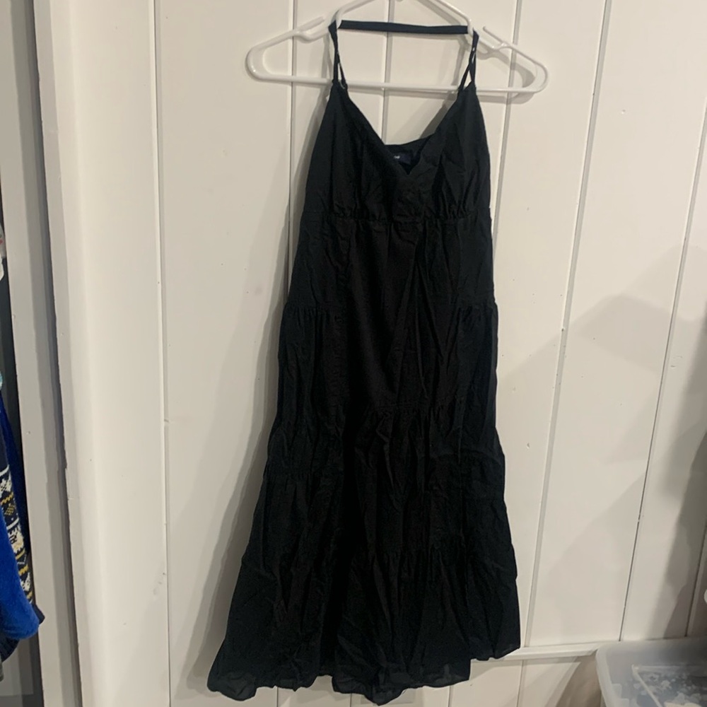 GAP V-Neck Black Flowy Dress W/ Crossover Straps